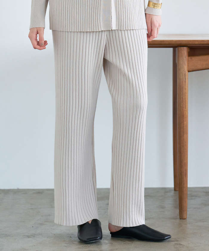 コレックス collex 【セットアップ対応】ワイドリブフレアパンツ （ベージュ） ベージュ