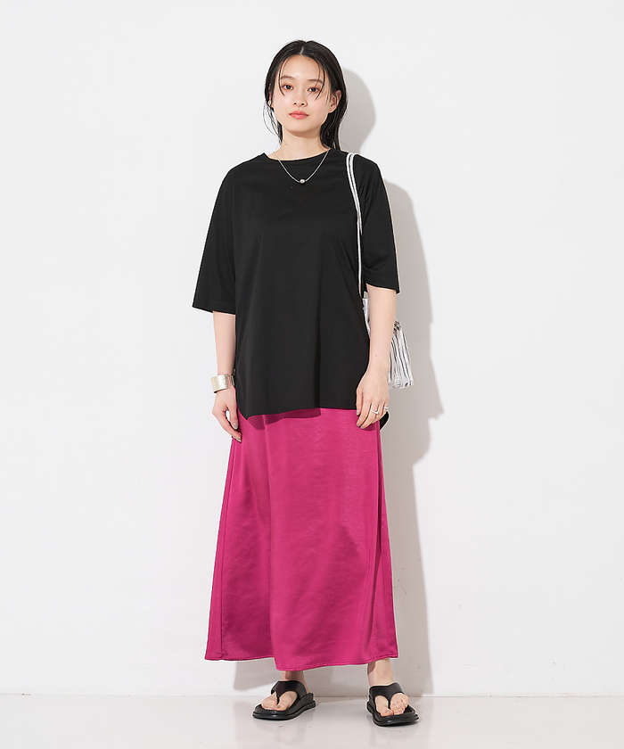コレックス collex 【WEB限定】サテンロングフレアスカート （ゴールド） ゴールド