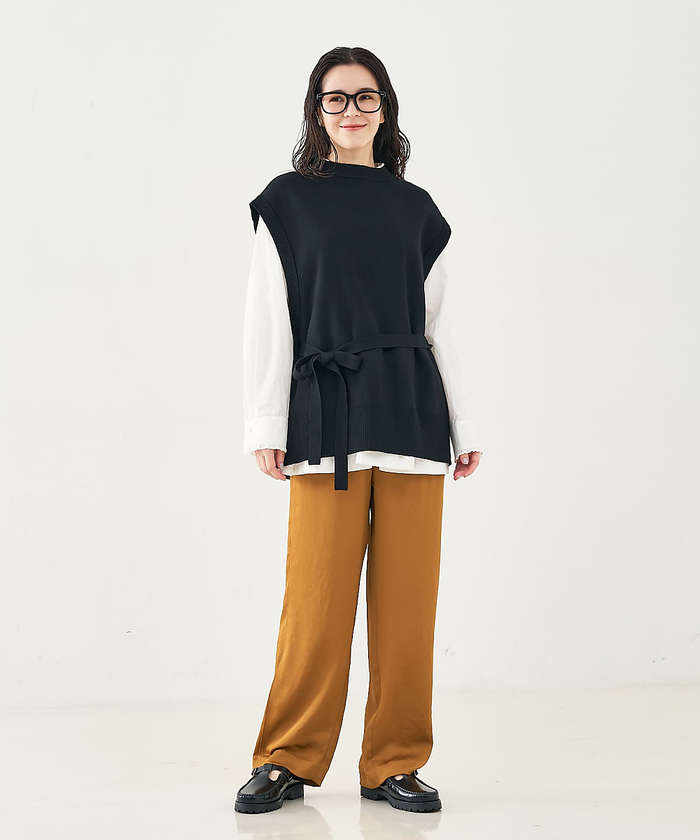 コレックス collex ベルト付バックスリットニットベスト （アイボリー） アイボリー