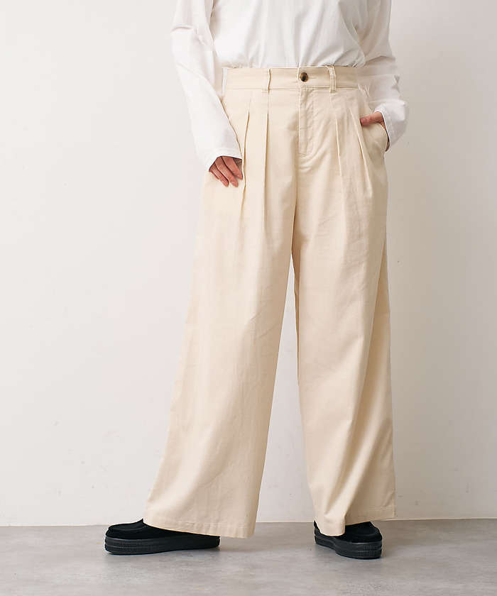 コレックス collex コーデュロイWタックワイドパンツ （アイボリー） アイボリー