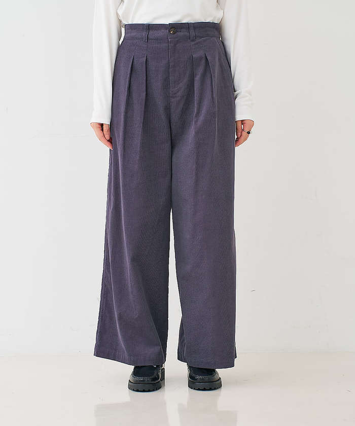 コレックス collex コーデュロイWタックワイドパンツ （アイボリー） アイボリー