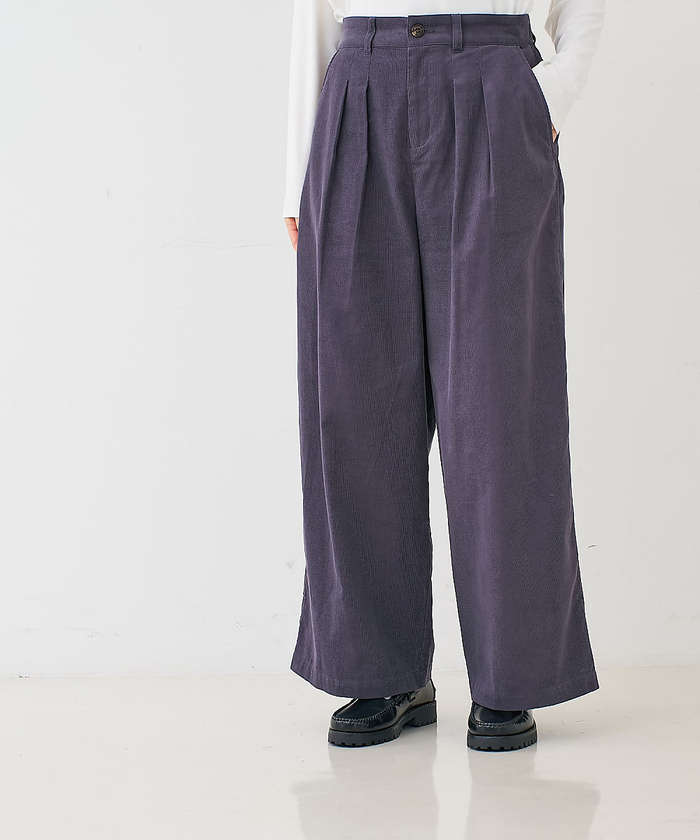 コレックス collex コーデュロイWタックワイドパンツ （アイボリー） アイボリー