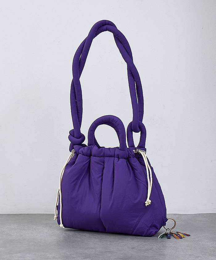 ノミネ NOMINE 【cheek】puff kinchaku 2WAY tote 巾着 ショルダーバ （パープル） パープル