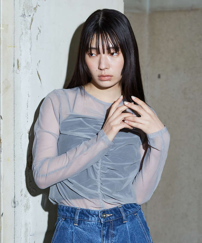 ノミネ NOMINE フロントシャーリング シアー ロンT【予約】 （アイボリー） アイボリー