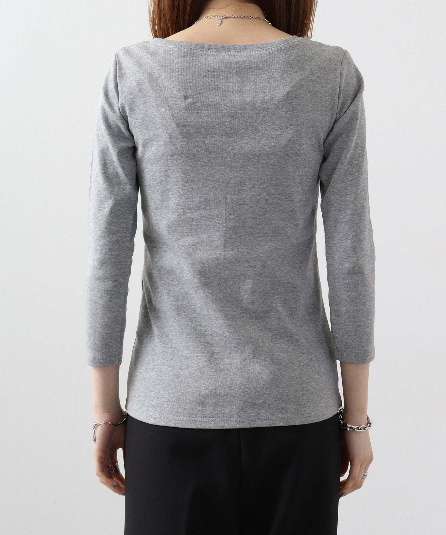 アットワン atONE Uネック8分袖コットンフライスTシャツ （BLACK） ブラック