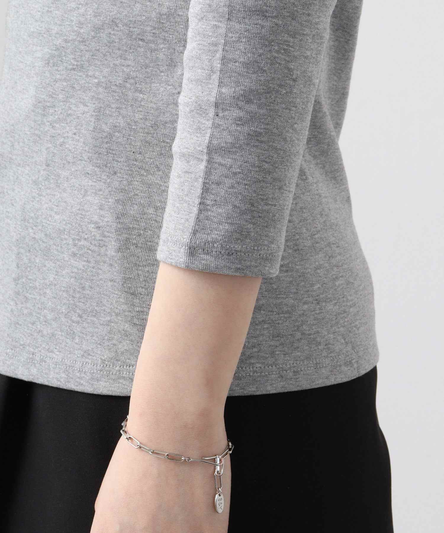 アットワン atONE Uネック8分袖コットンフライスTシャツ （BLACK） ブラック