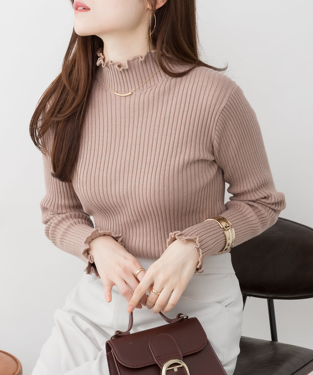 アットワン atONE メロウリブニットトップス （GRAY BEIGE） グレーベージュ