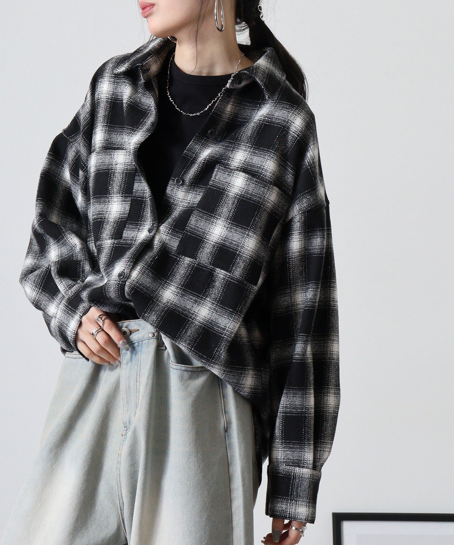 アットワン atONE 起毛チェックロングシャツ