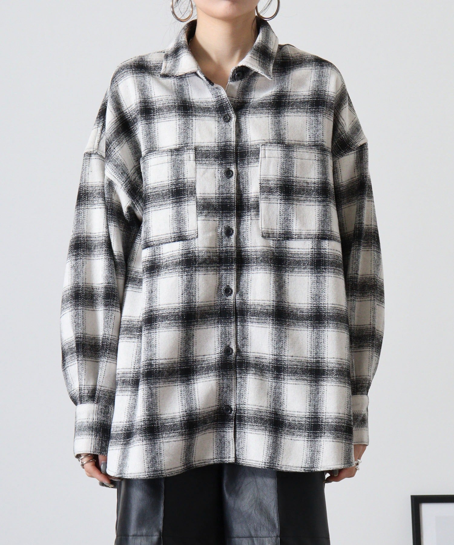 アットワン atONE 起毛チェックロングシャツ