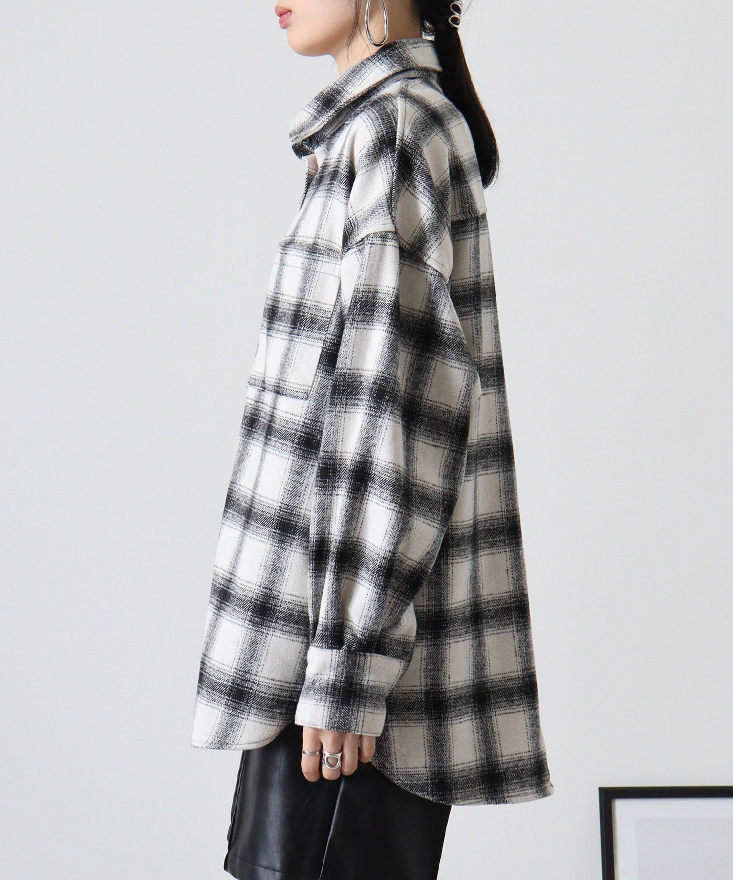 アットワン atONE 起毛チェックロングシャツ