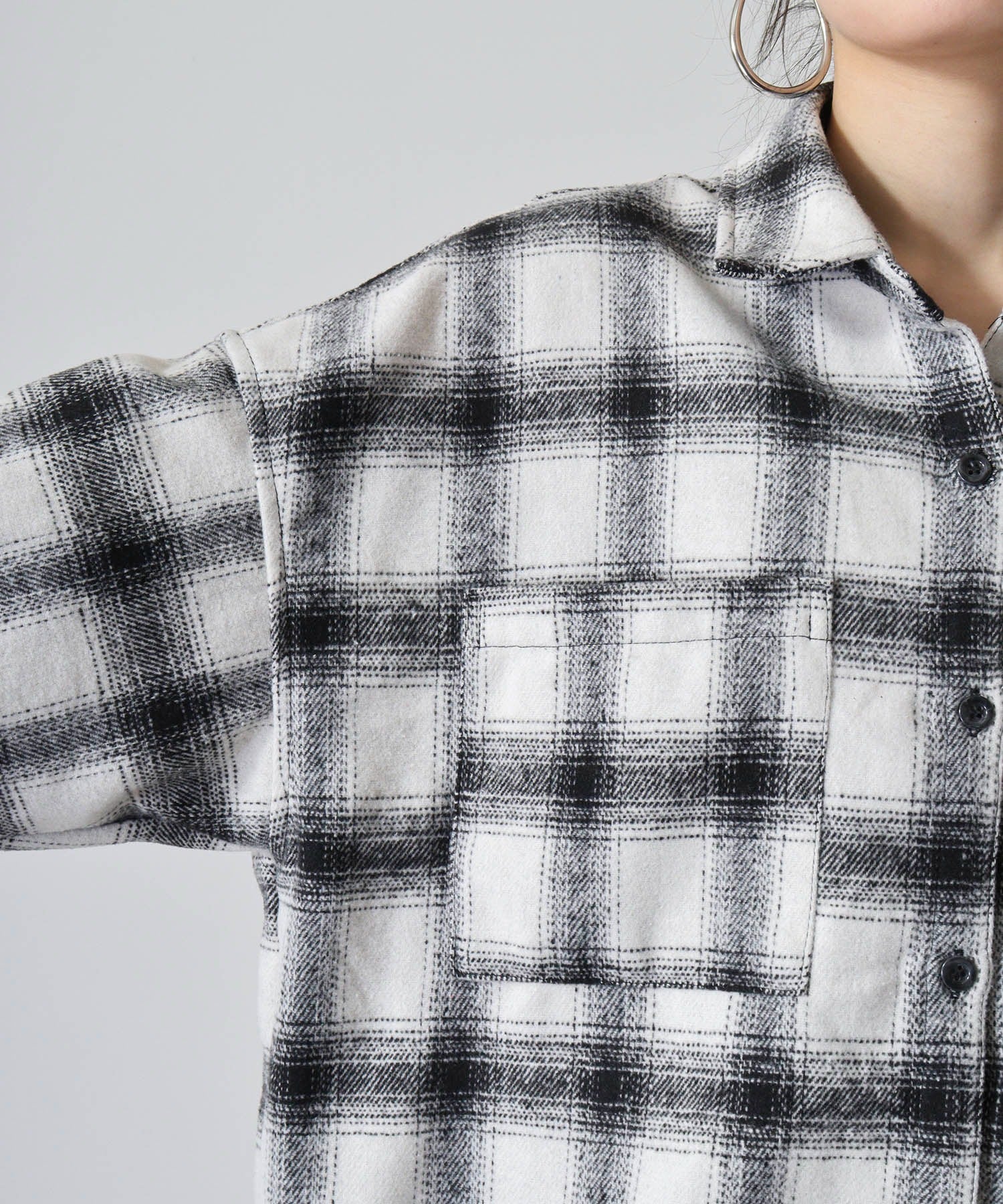 アットワン atONE 起毛チェックロングシャツ