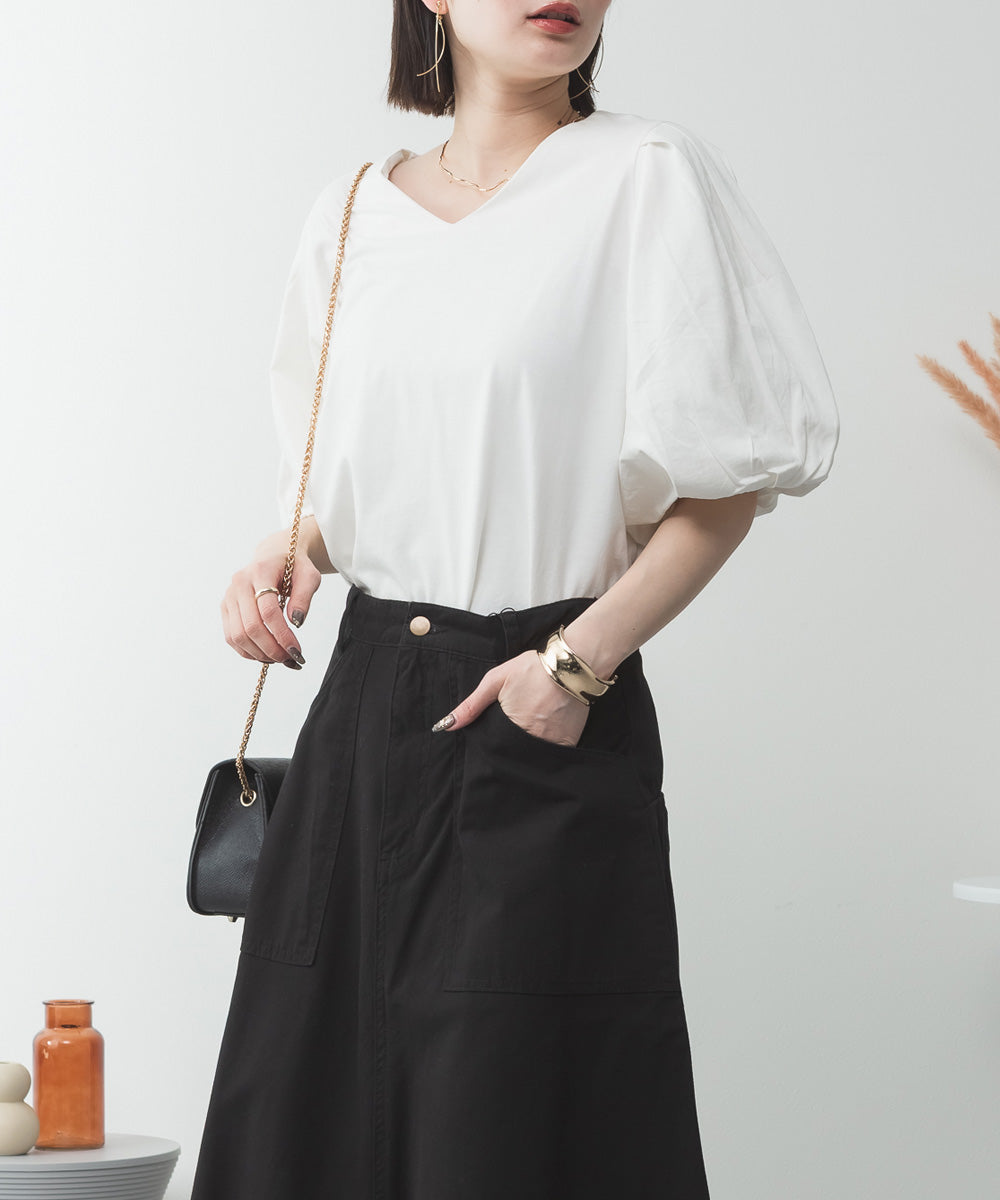 アットワン atONE コットンパフスリーブTシャツ （オフホワイト） オフホワイト