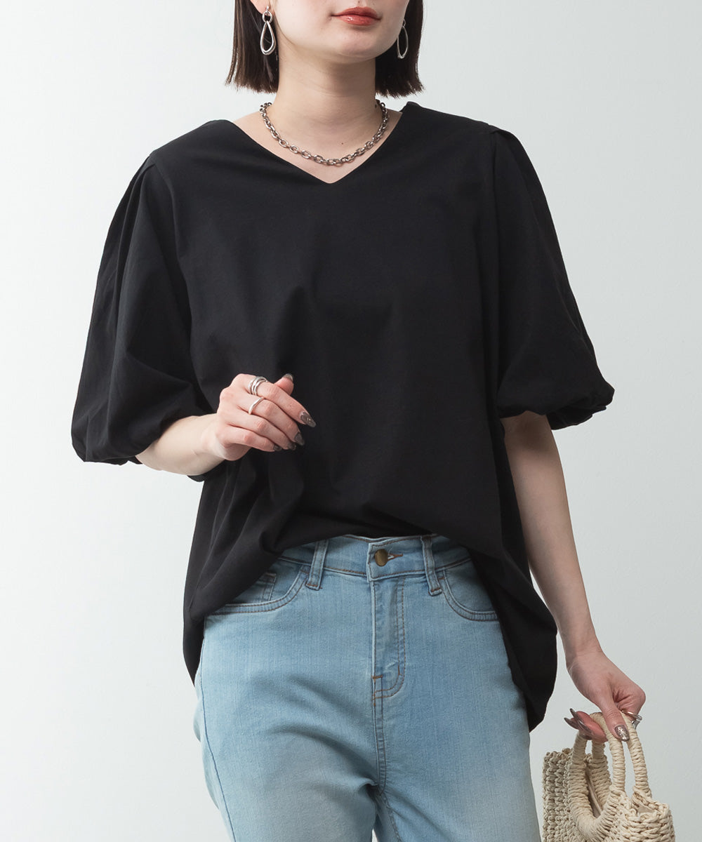 アットワン atONE コットンパフスリーブTシャツ （ブラック） ブラック