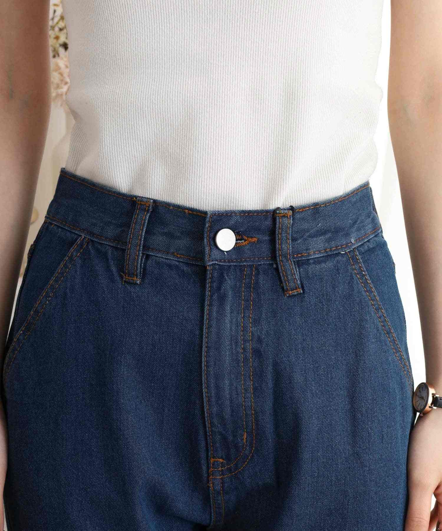 アットワン atONE コットンデニムフレアパンツ （ネイビー） ネイビー