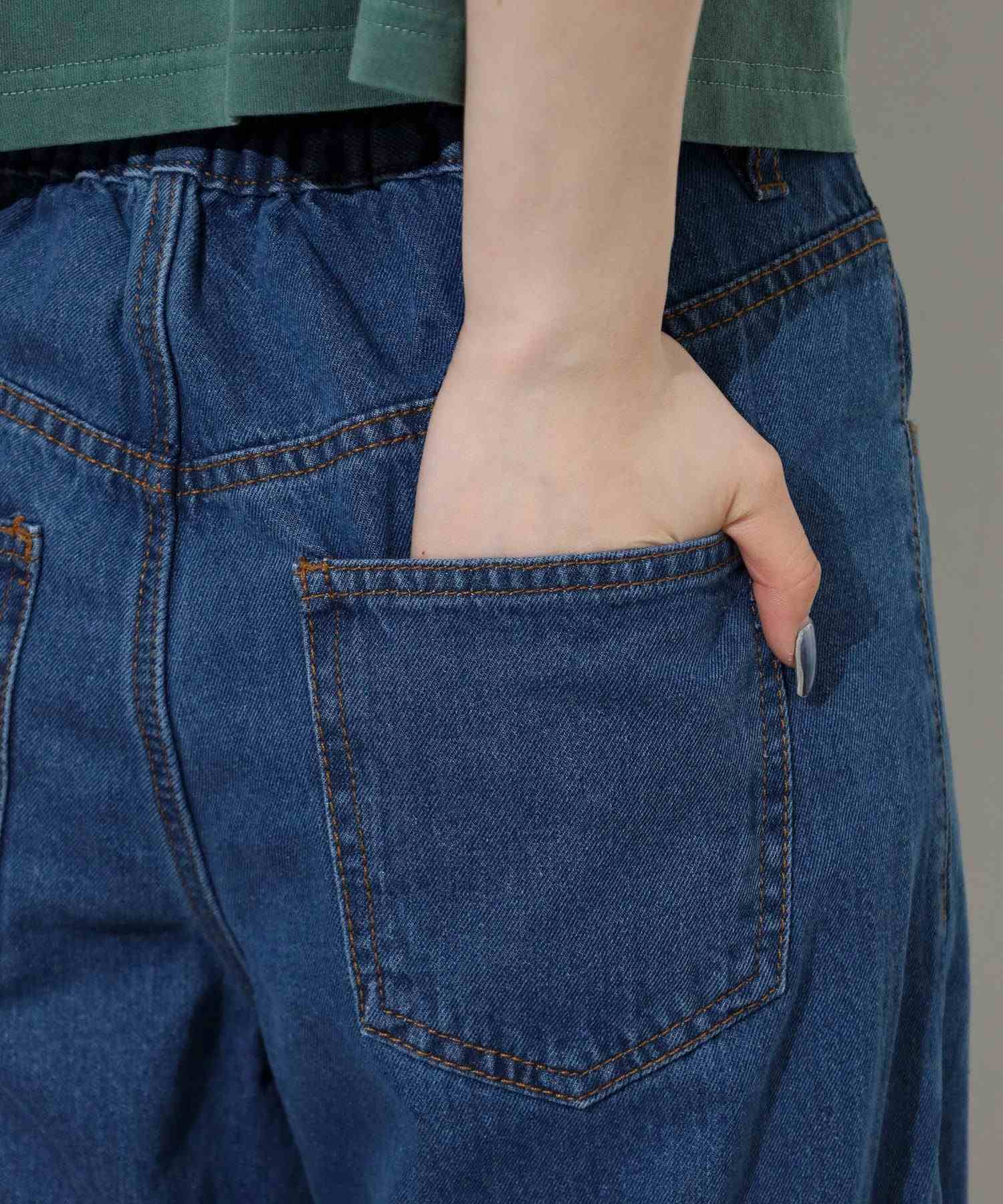 アットワン atONE デニムダメージストレートパンツ （ネイビー） ネイビー