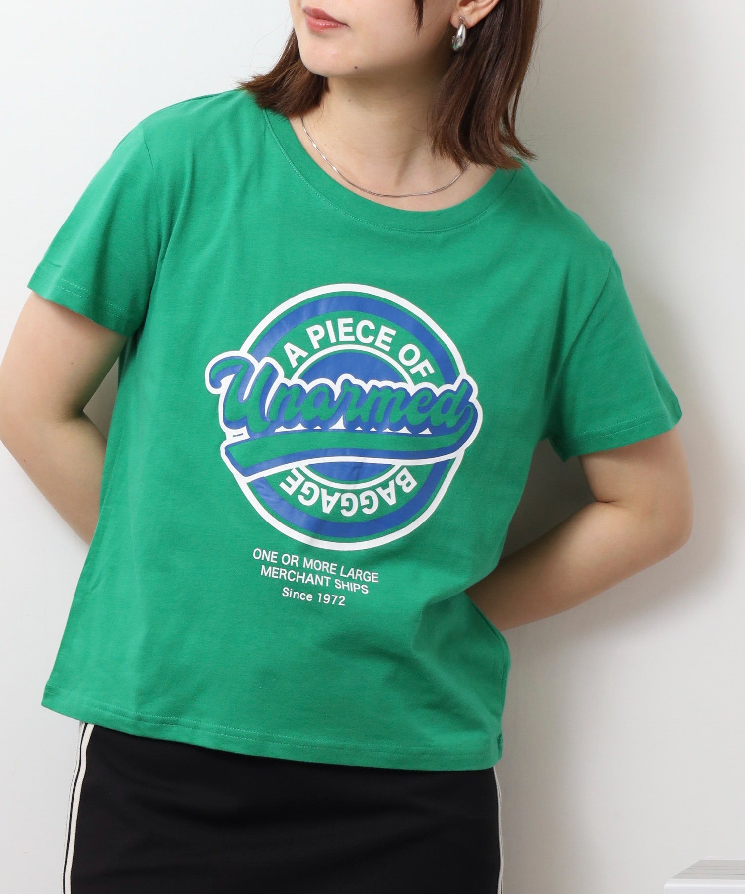 アットワン atONE オーバーサイズシルエットショート丈ロゴプリントTシャツ （グリーン4） グリーン4