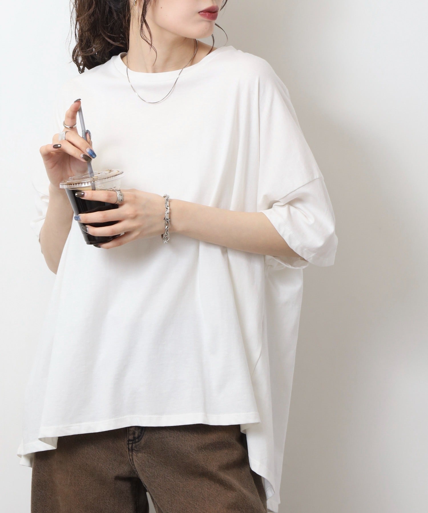 アットワン atONE バッグギャザーTシャツ （オフホワイト） オフホワイト