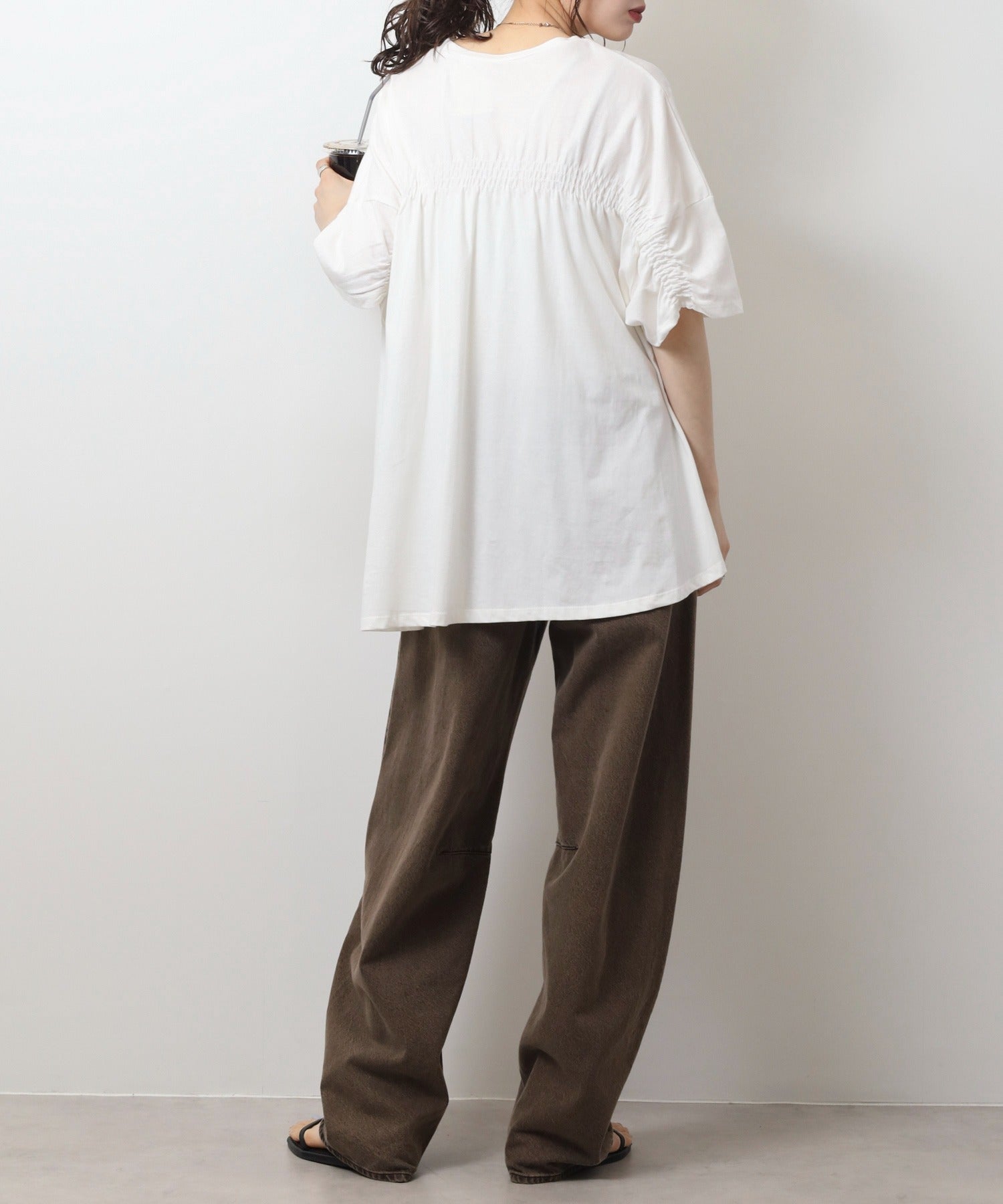アットワン atONE バッグギャザーTシャツ （オフホワイト） オフホワイト