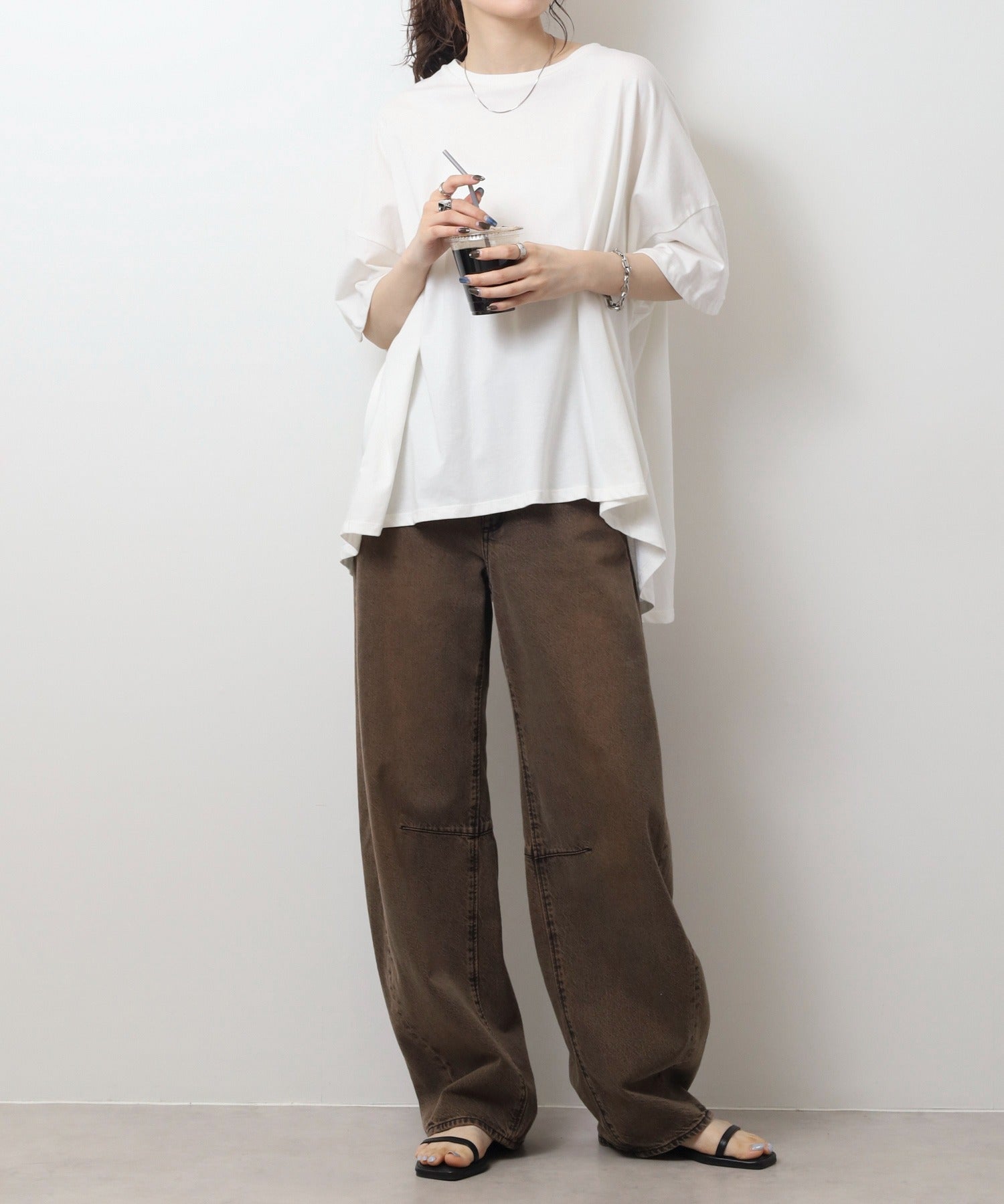 アットワン atONE バッグギャザーTシャツ （オフホワイト） オフホワイト