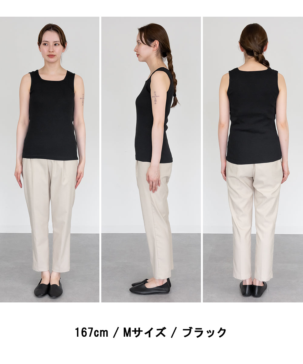 アットワン atONE 2×2リブ スクエアネックタンクトップ （ブラック） ブラック