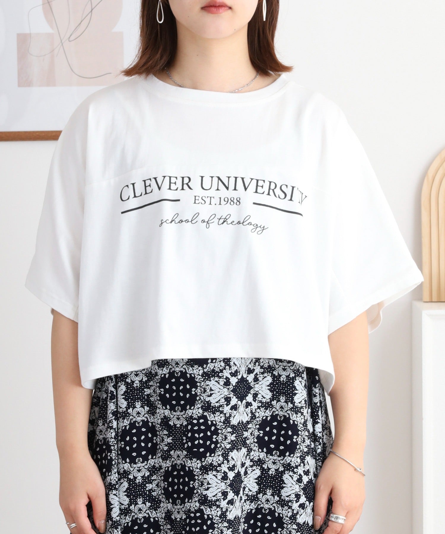 アットワン atONE レーヨンキャミOP＋小花柄天竺Tシャツアンサンブル （ネイビー） ネイビー