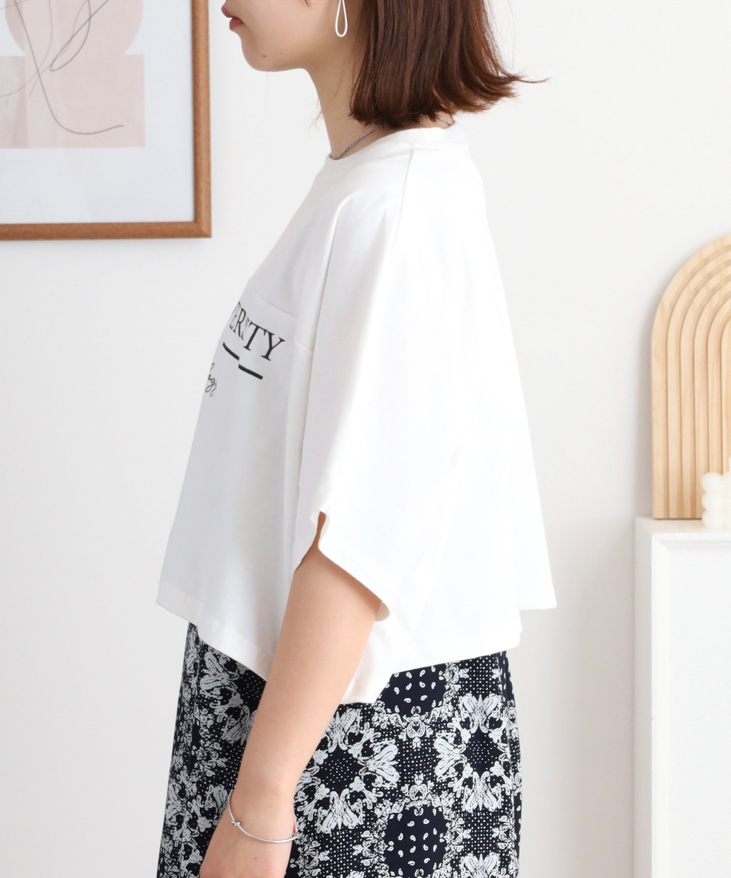 アットワン atONE レーヨンキャミOP＋小花柄天竺Tシャツアンサンブル （ネイビー） ネイビー