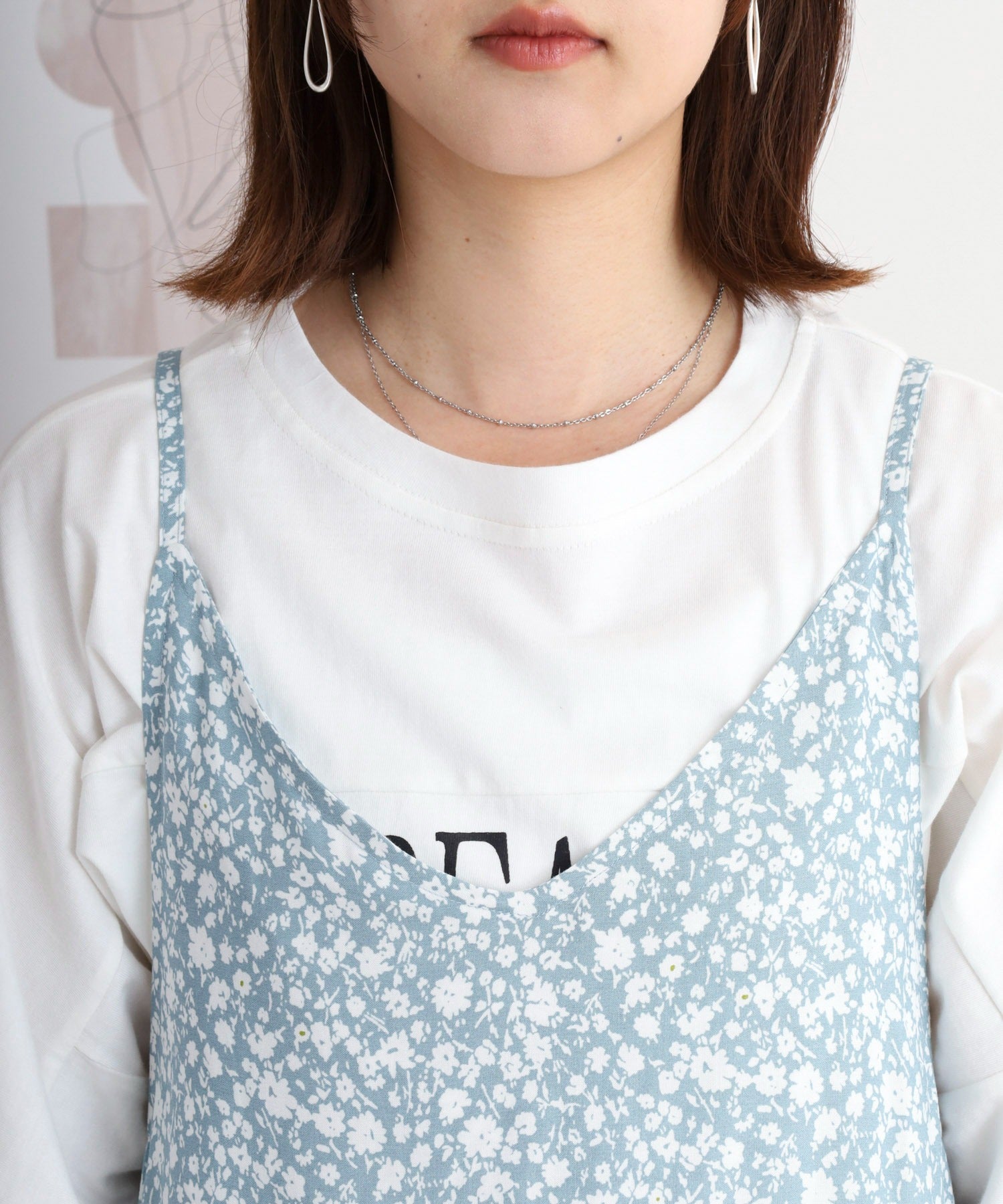 アットワン atONE レーヨンキャミOP＋ペイズリーアラベスク柄天竺Tシャツアンサンブル （ブラック） ブラック
