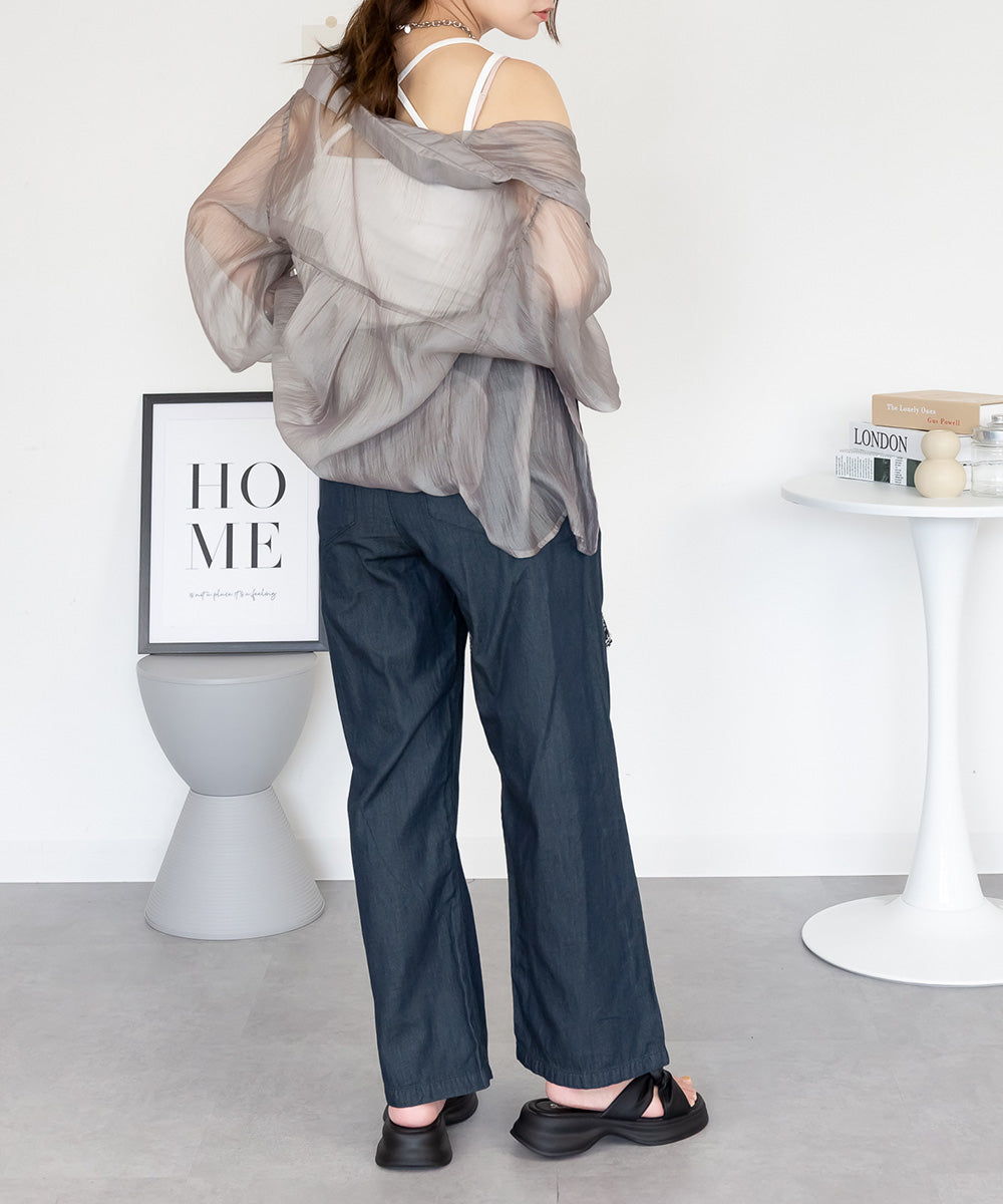 アットワン atONE エアリーデニム ウエストゴムパンツ （ダークネイビー） ダークネイビー