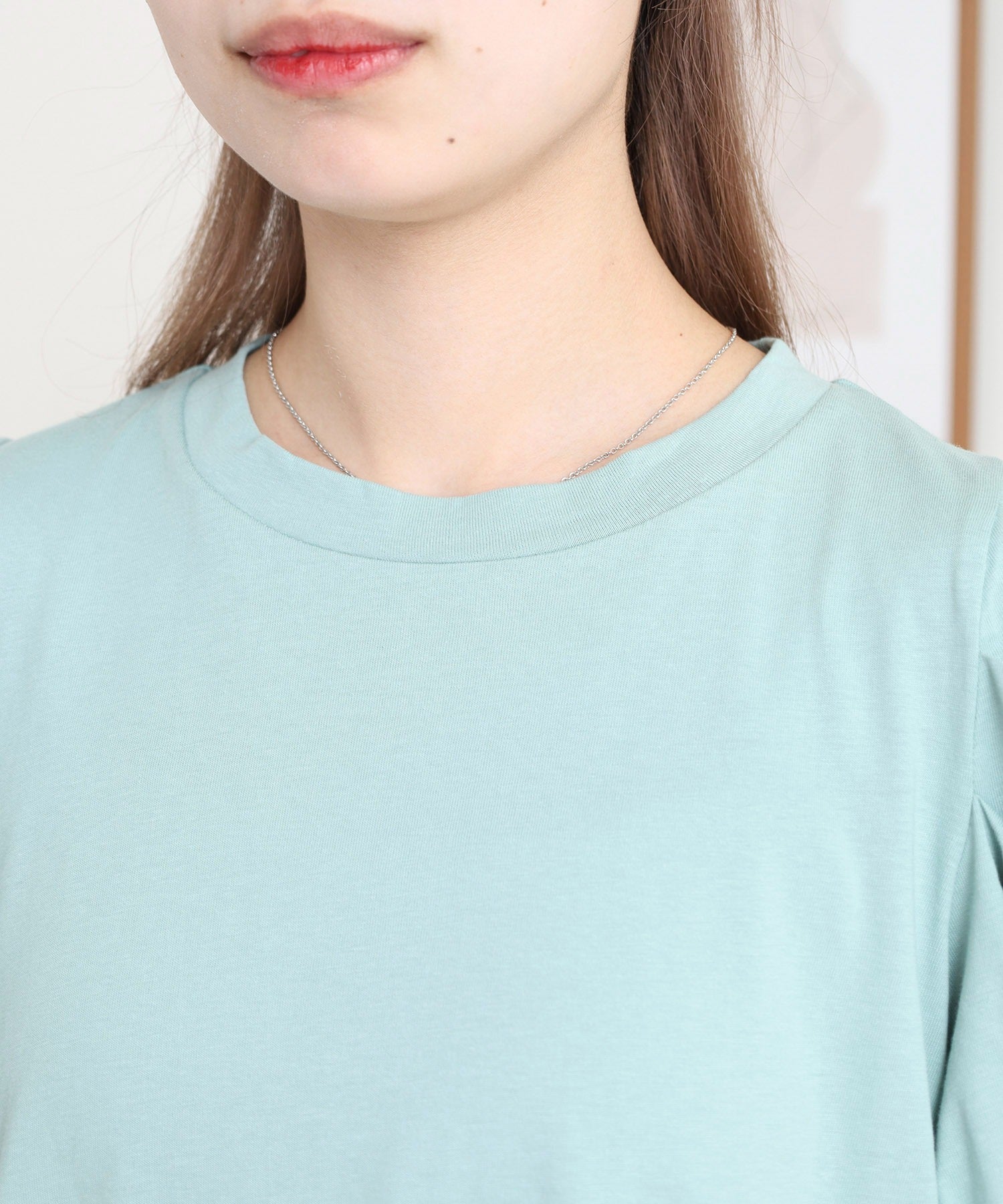 アットワン atONE ラウンドネックパフスリーブ半袖Tシャツ （ミント） ミント