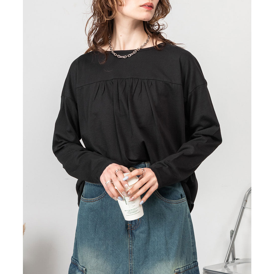 アットワン atONE バックダブル長袖Tシャツ （ブラック） ブラック