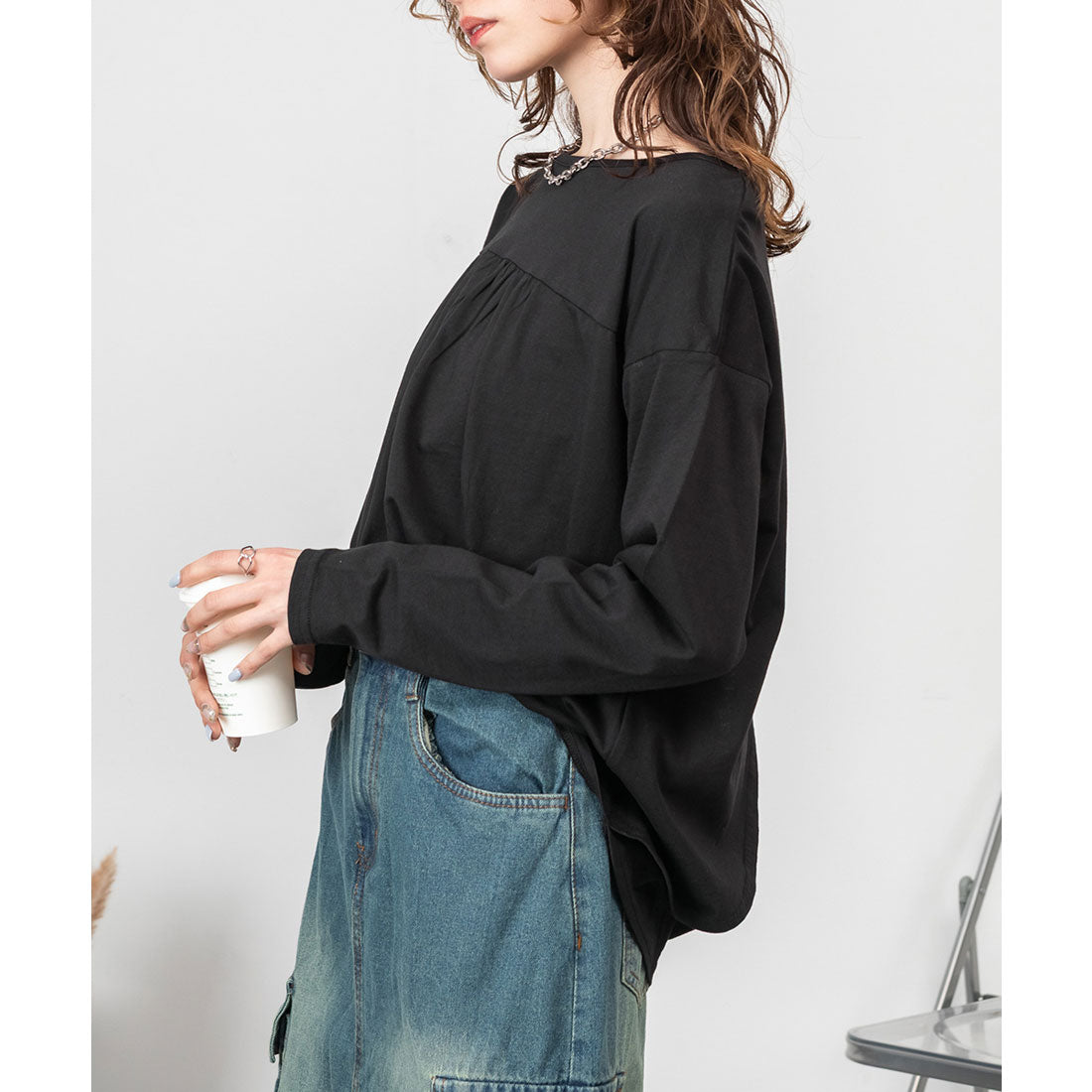 アットワン atONE バックダブル長袖Tシャツ （ブラック） ブラック