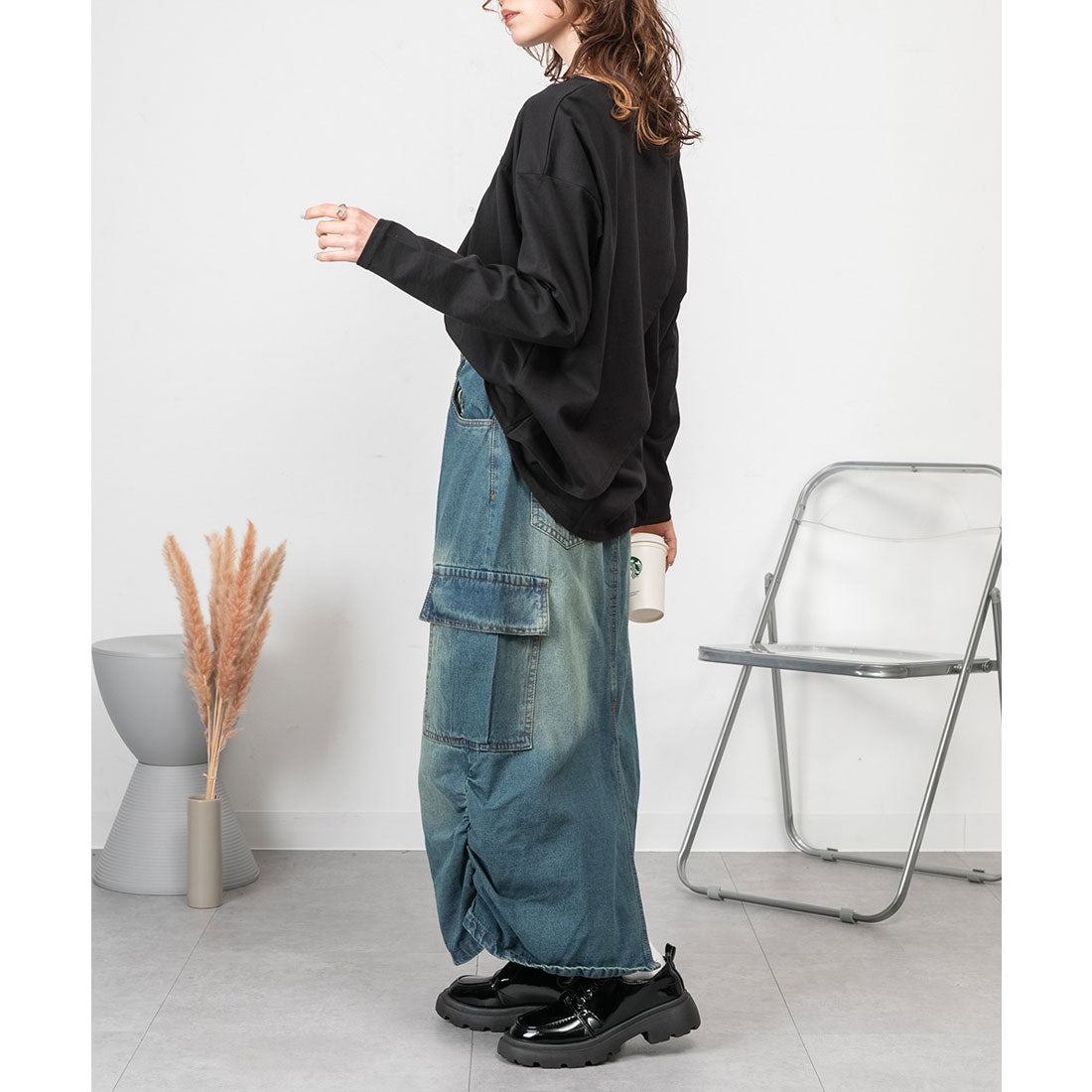 アットワン atONE バックダブル長袖Tシャツ （ブラック） ブラック