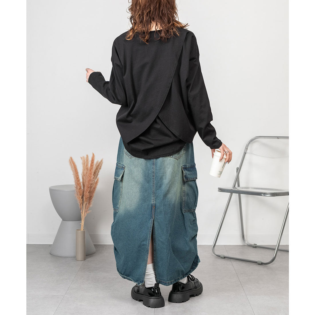 アットワン atONE バックダブル長袖Tシャツ （ブラック） ブラック