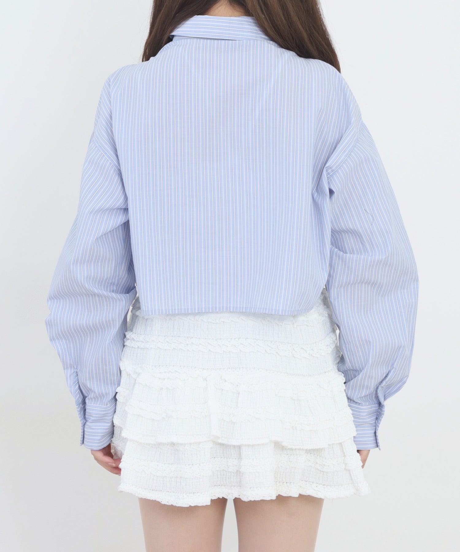 アットワン atONE ショート丈 フロントシャーリング シャツ （サックス） サックス
