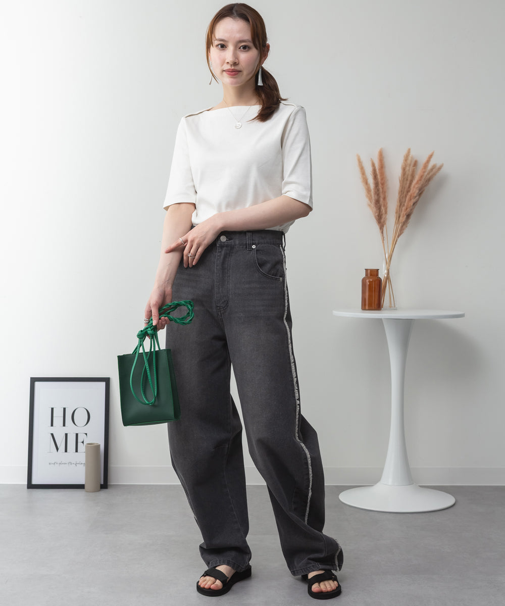 アットワン atONE ボートネックカットソー （OFFWHITE） オフホワイト