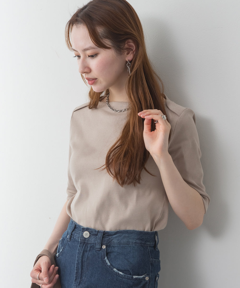 アットワン atONE ボートネックカットソー （GRAY-BEIGE） グレーベージュ