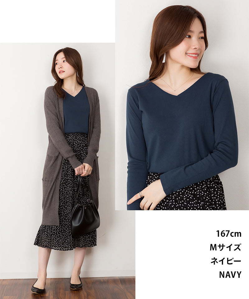 アットワン atONE ランダムリブヘンリーネックロングTシャツ