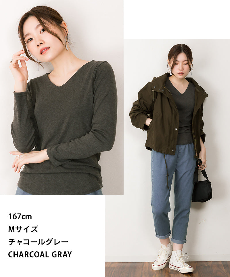 アットワン atONE ランダムリブヘンリーネックロングTシャツ