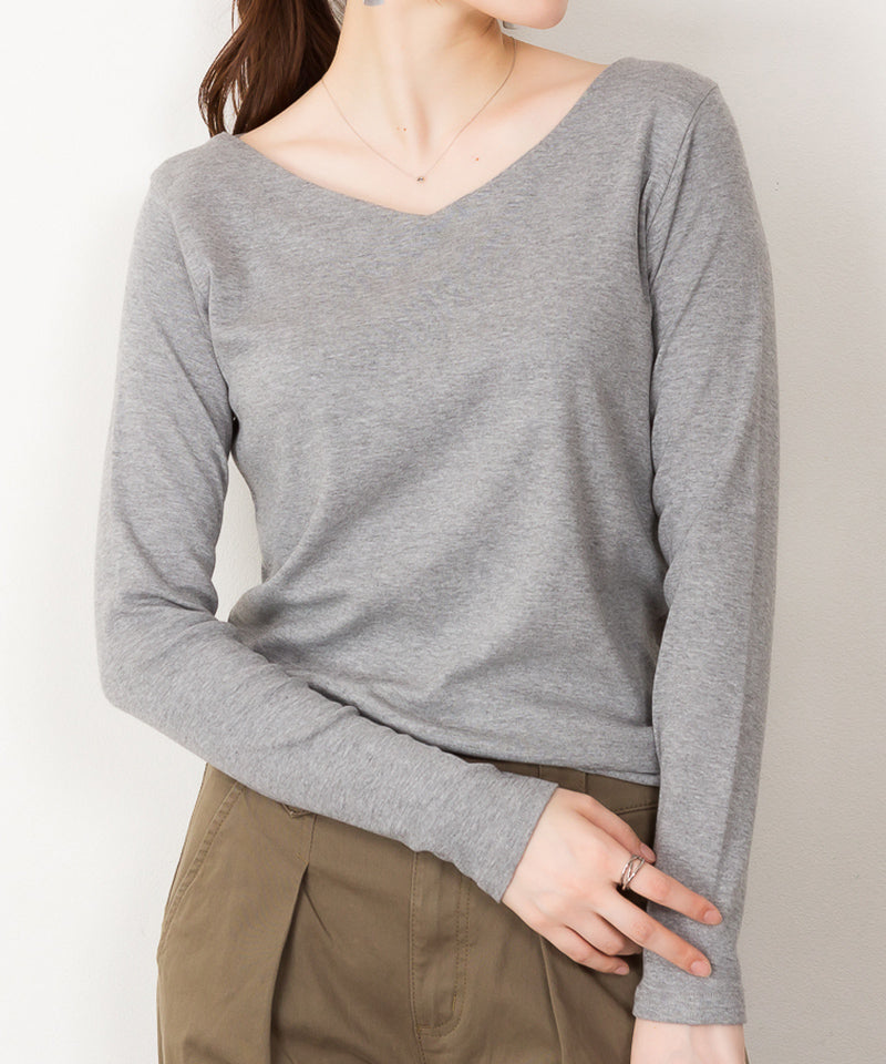 アットワン atONE ランダムリブヘンリーネックロングTシャツ