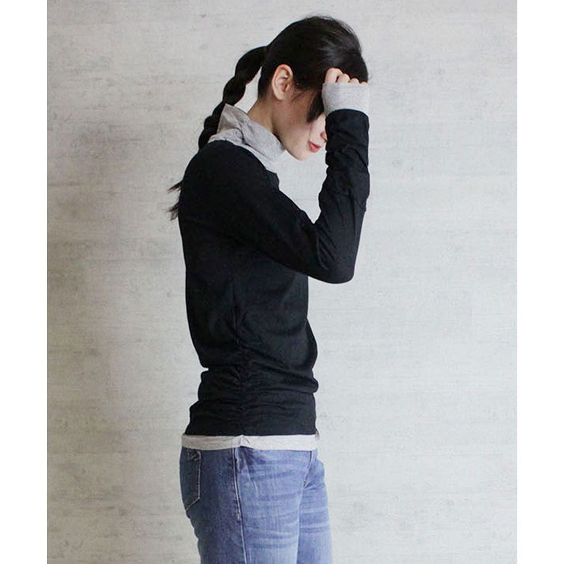 アットワン atONE くしゅタートルネック指穴ロングTシャツ