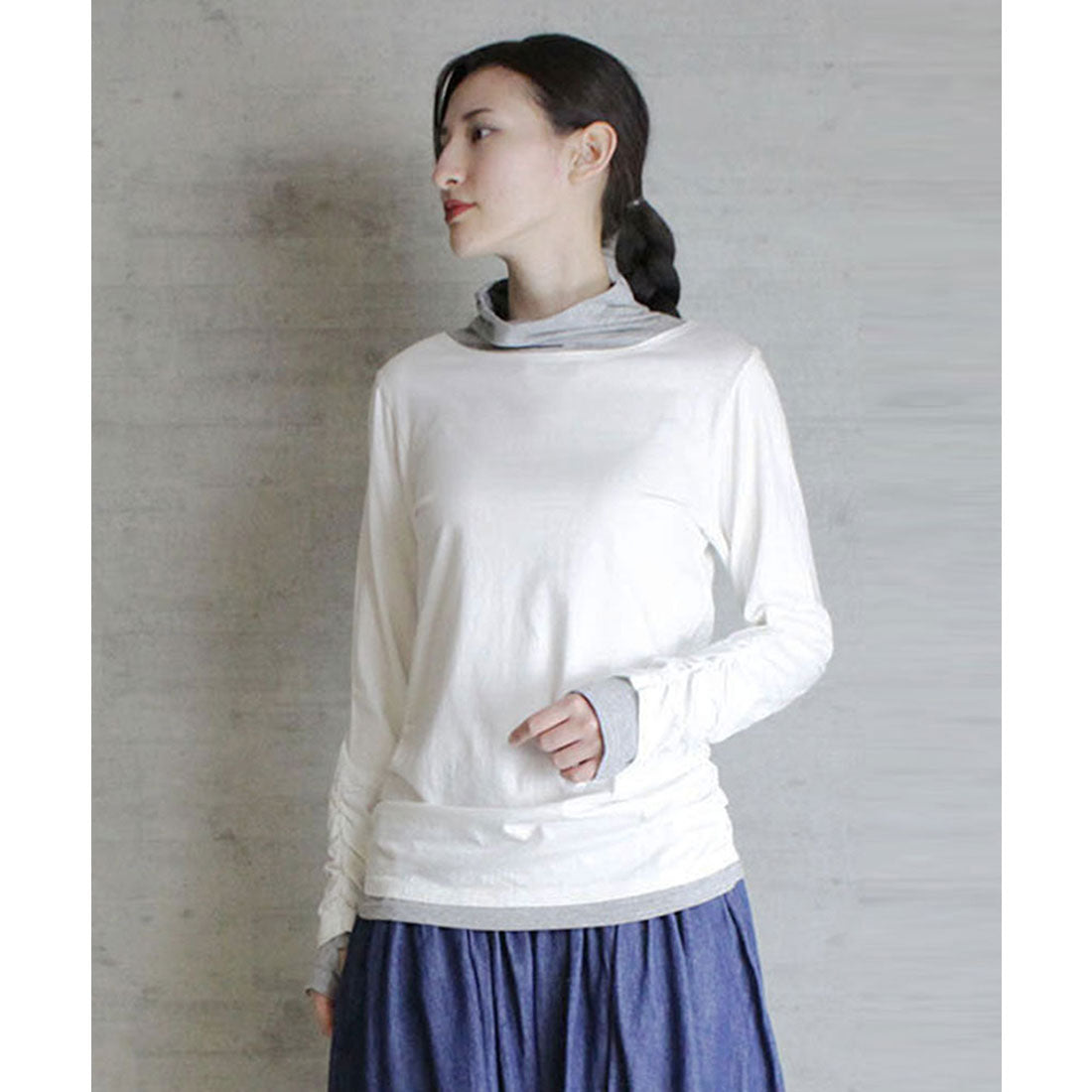 アットワン atONE くしゅタートルネック指穴ロングTシャツ