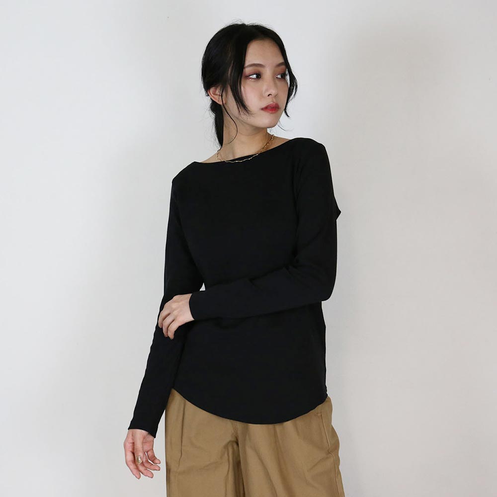 アットワン atONE キレイ見せボートネックロングTシャツ