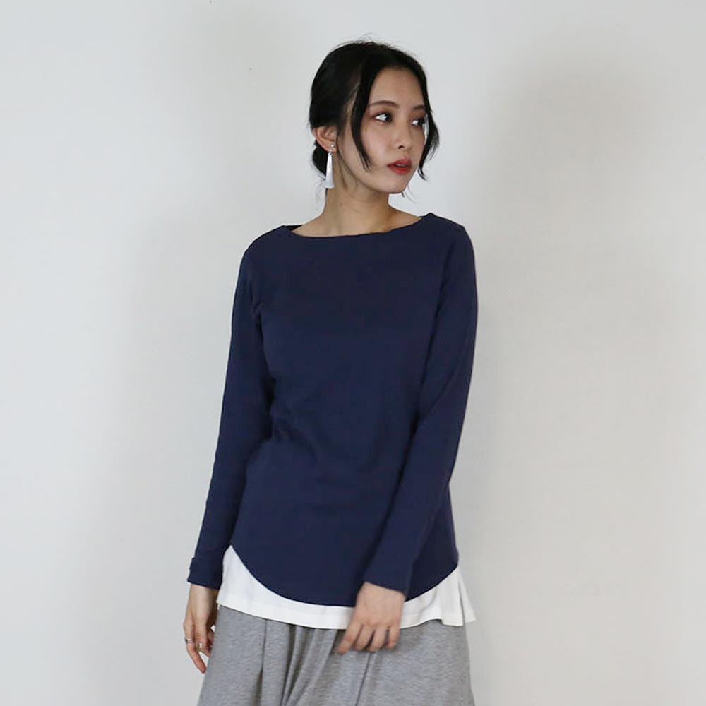 アットワン atONE キレイ見せボートネックロングTシャツ