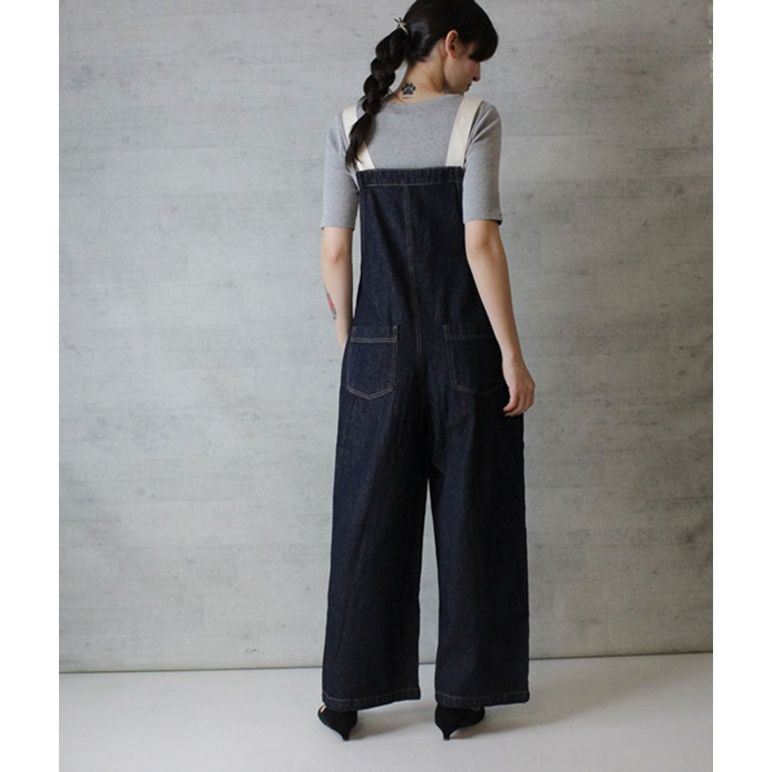 アットワン atONE 配色ショルダーデニムサロペットパンツ