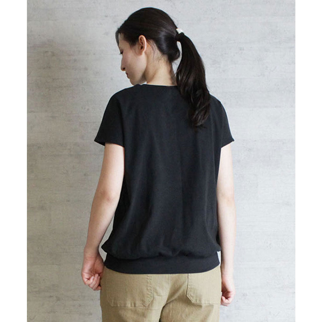 アットワン atONE コットンフライスVネックフレンチTシャツ