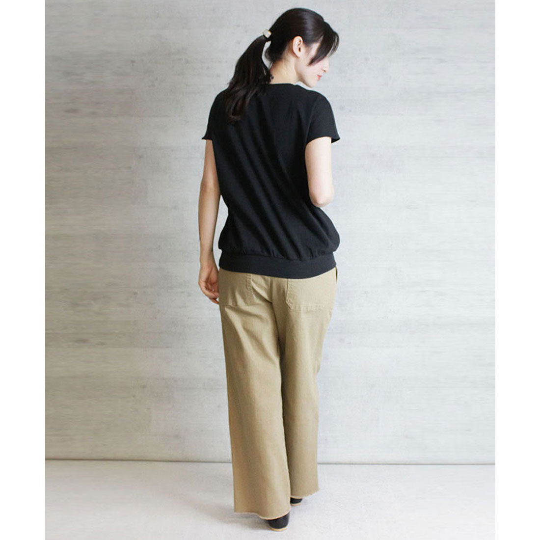 アットワン atONE コットンフライスVネックフレンチTシャツ