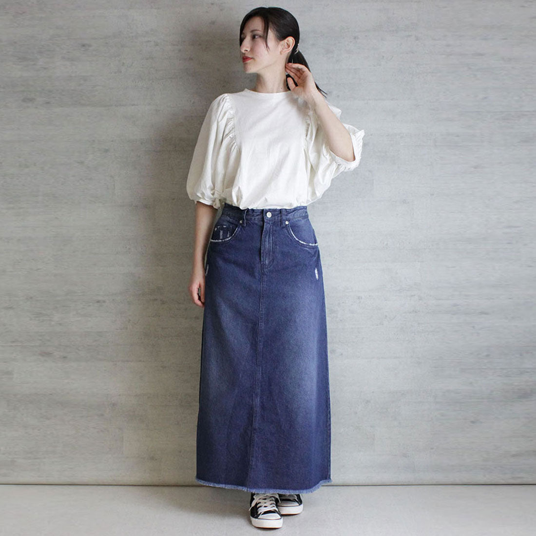 アットワン atONE ギャザー袖ドルマンカットソー