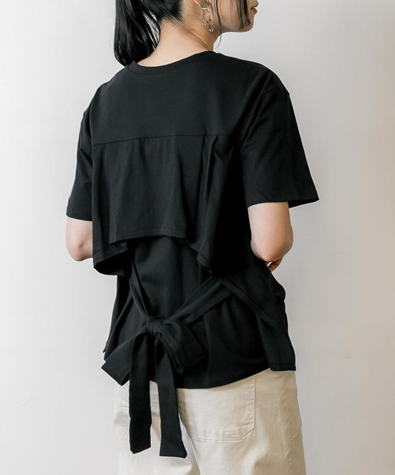 アットワン atONE バックリボン付き半袖Tシャツ （ブラック） ブラック