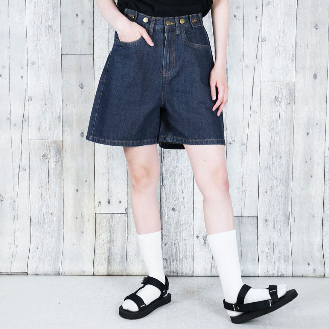 アットワン atONE ハイウエストデニムショートパンツ