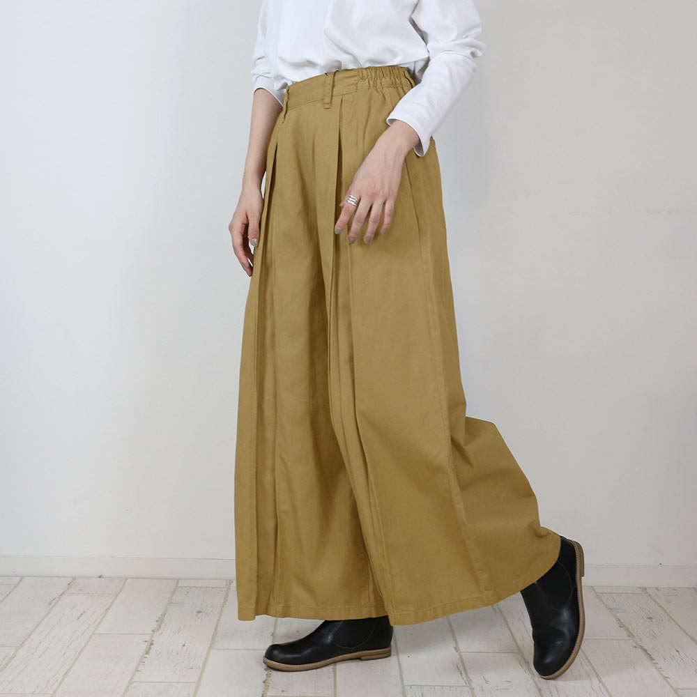 アットワン atONE 前タックワイドパンツ,ベージュ